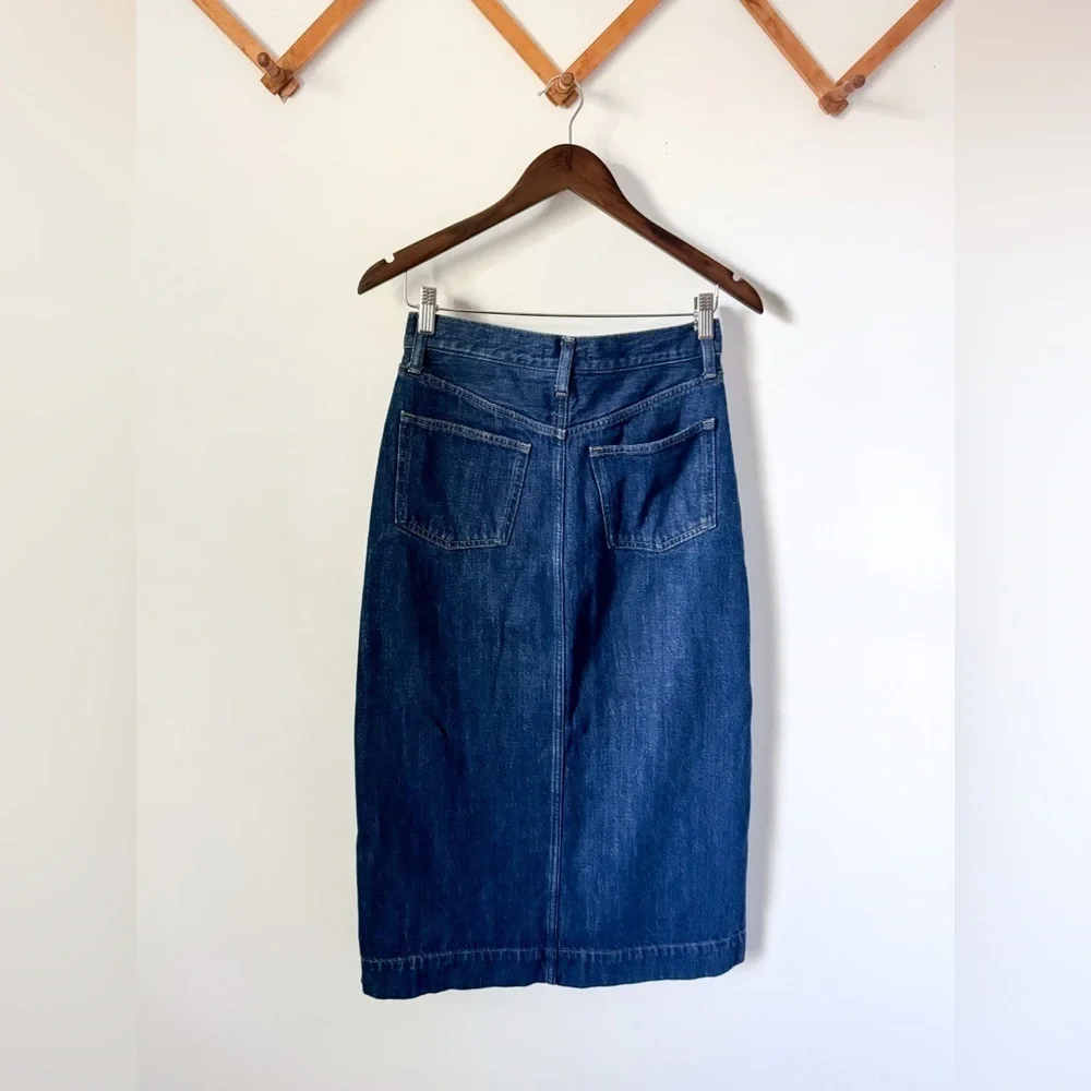 J Crew Denim Midi Skirt in Rinse Wash